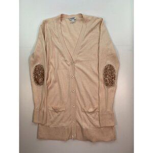 Old Navy Women's SP Light Pink Cardigan With Sequin on Elbows